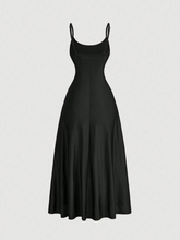 Solid Color Waisted Ruching Flared Hem Cami Dress